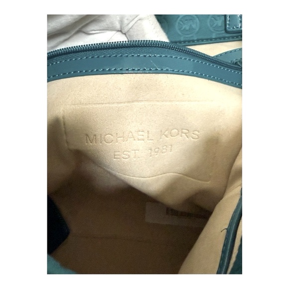 Michael Kors Neoprene Leather Trim Teal Tote Bag! - Picture 9 of 10